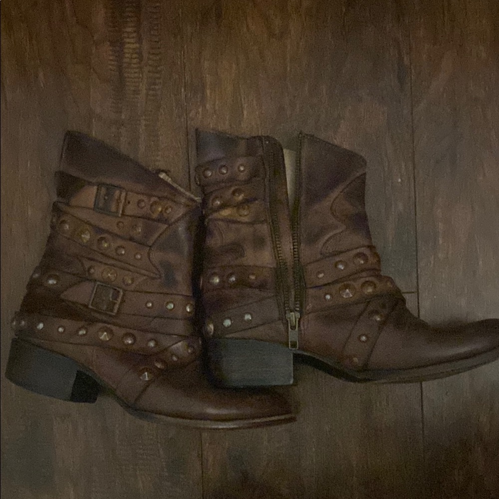 Brown Studded Ankle Boots